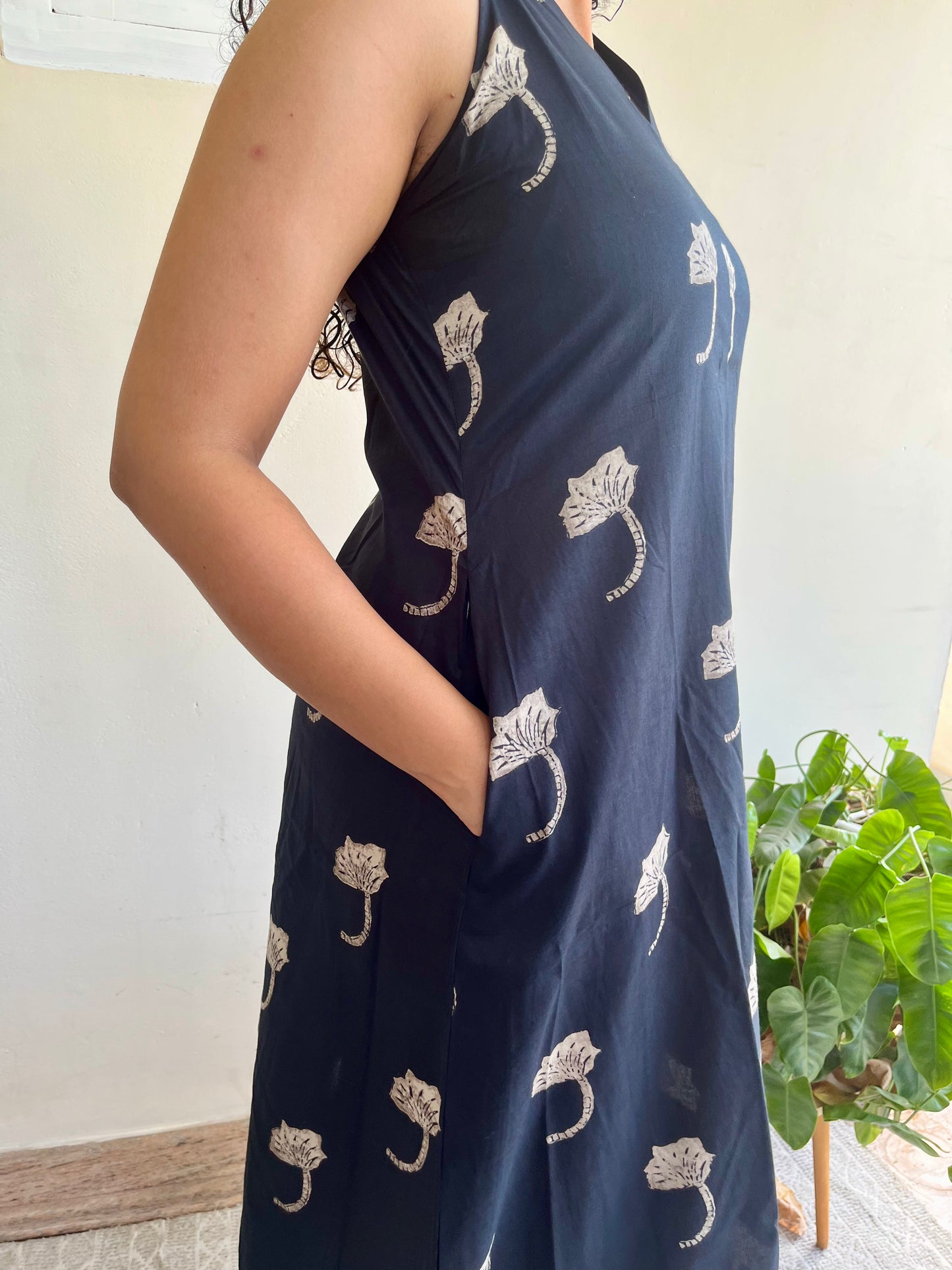Midnight Leaf Pocket Dress