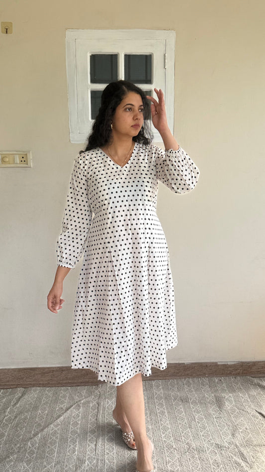 White Polka Dress