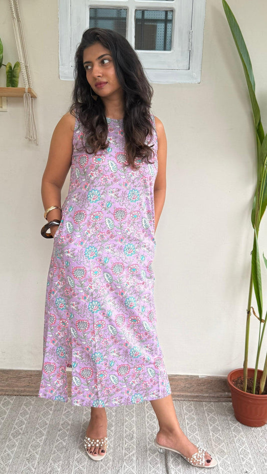 Lavender Sleeveless Midi dress