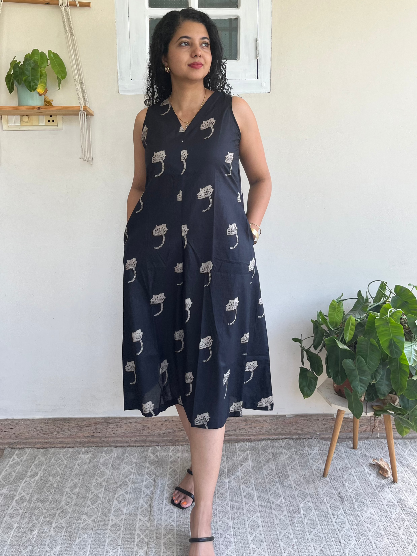 Midnight Leaf Pocket Dress