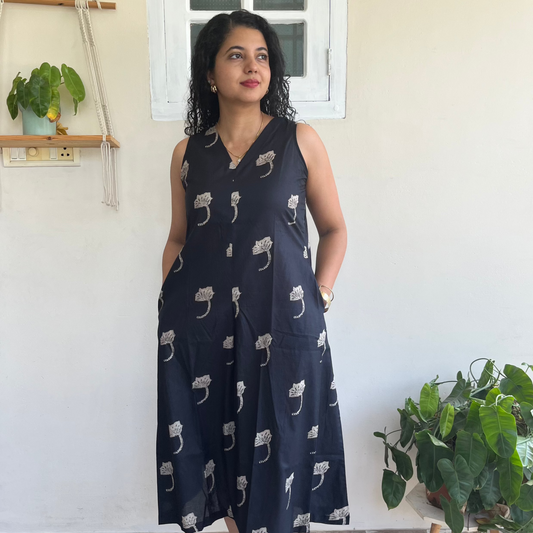 Midnight Leaf Pocket Dress