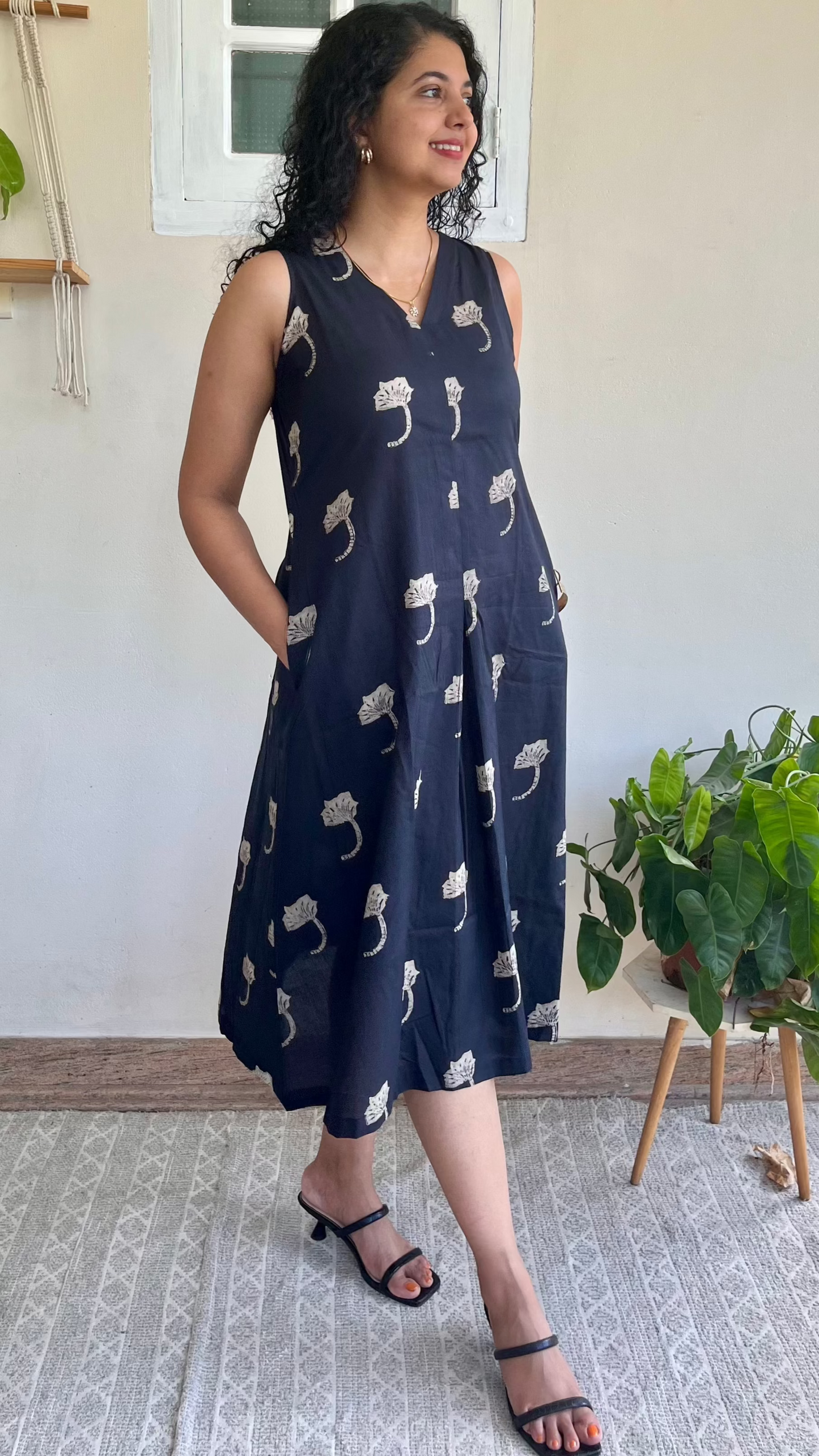 Midnight Leaf Pocket Dress
