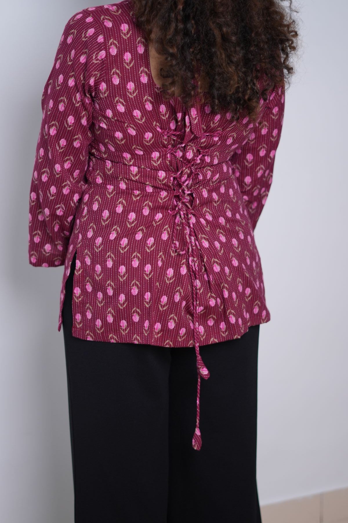 Roses in wine red -Short Kurti