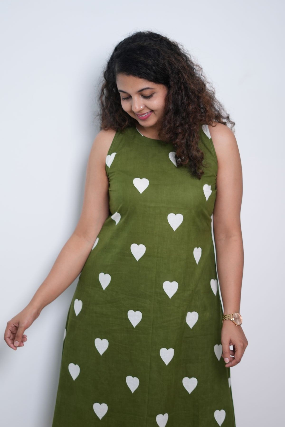 Olive Green little hearts co-ord set with pockets