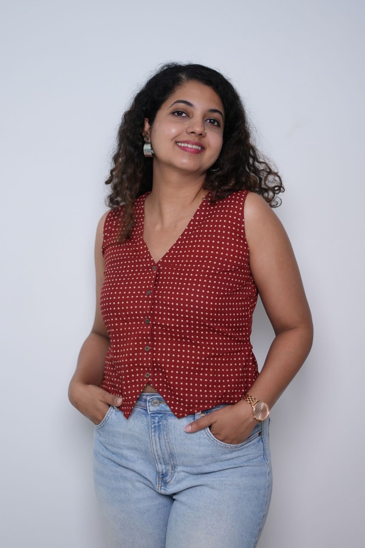 Red Polka Waist coat