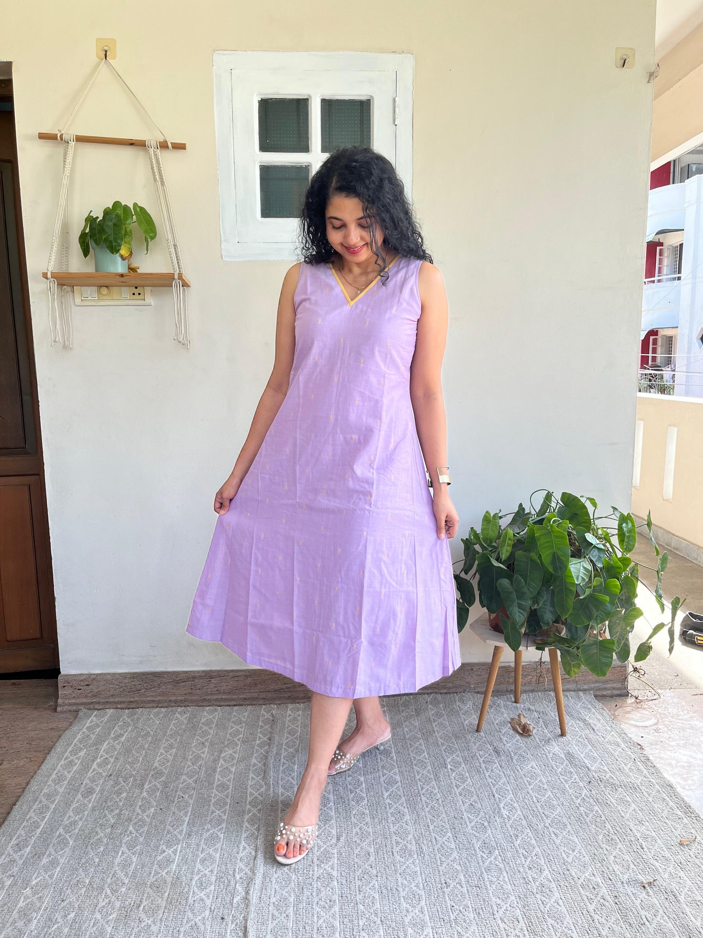 Lavender Handloom Dress