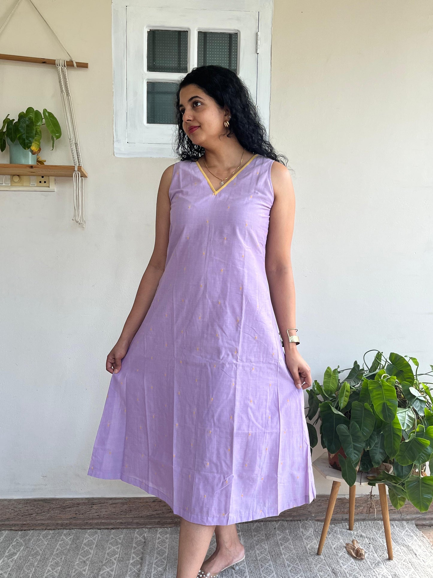 Lavender Handloom Dress